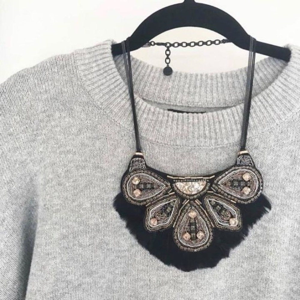 Stella & Dot | Retired Handbeaded Constantine Feather Statement Necklace - Picture 3 of 10